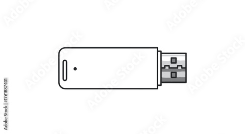 Simple Line Drawing of a USB Flash Drive.