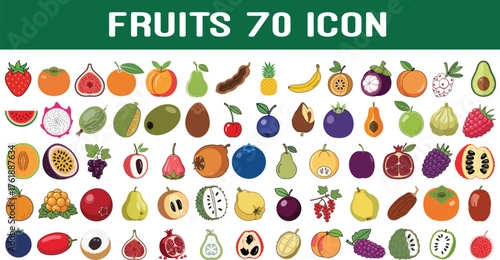 Fruits Icon Set 70 Colorful Fruit Illustrations
