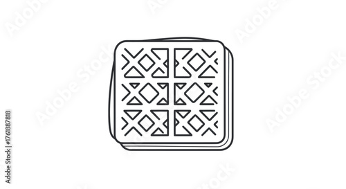 Simple Black and White Illustration of a Waffle.