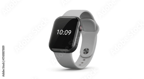 Modern Smartwatch with Gray Band Displaying Time.