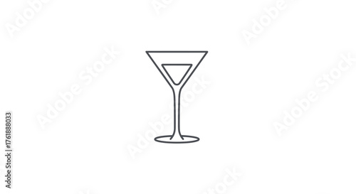 Simple Outline Drawing of a Martini Cocktail Glass.