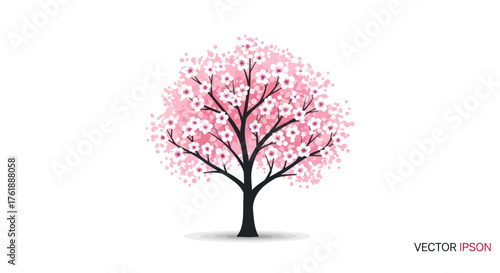 A beautiful blooming cherry blossom tree with delicate pink flowers.