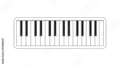 A simple line drawing of a melodica keyboard instrument.