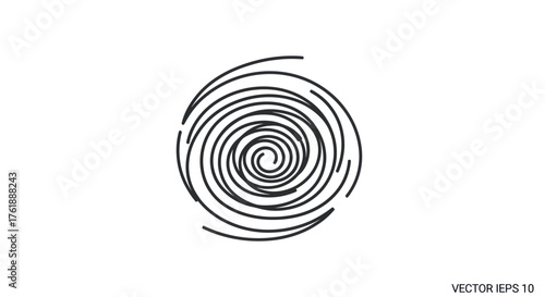 Black Spiral Design with Concentric Circular Lines.