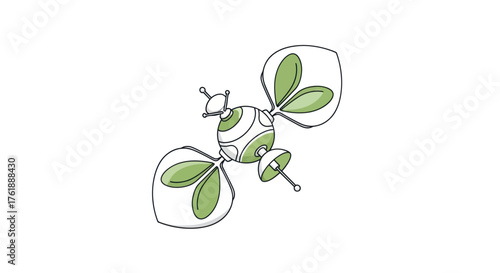 Whimsical Satellite with Leaf-like Solar Panels and Antennae.