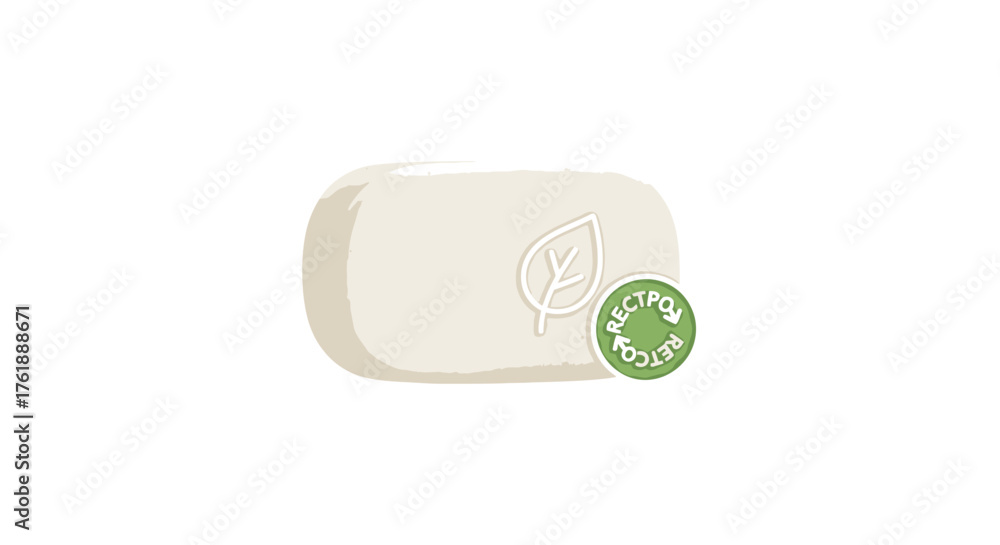 Fototapeta premium A rectangular bar of white soap with a green circular eco-friendly label.