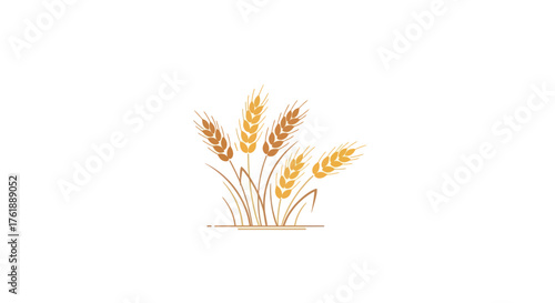 Stylized illustration of golden wheat stalks with detailed kernels.