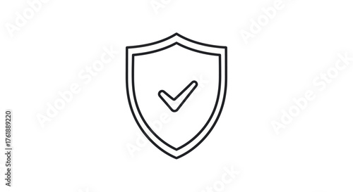 Simple Outline Shield Icon with Check Mark Symbol.
