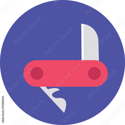 Pocket Knife Icon – Rounded Line Style Multi-tool and Outdoor Gear Vector