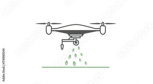 Drone spraying liquid precision agriculture technology for farming.
