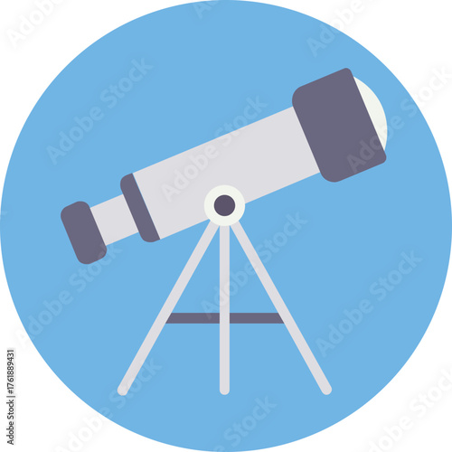 Telescope Icon – Rounded Line Style Astronomy and Exploration Vector