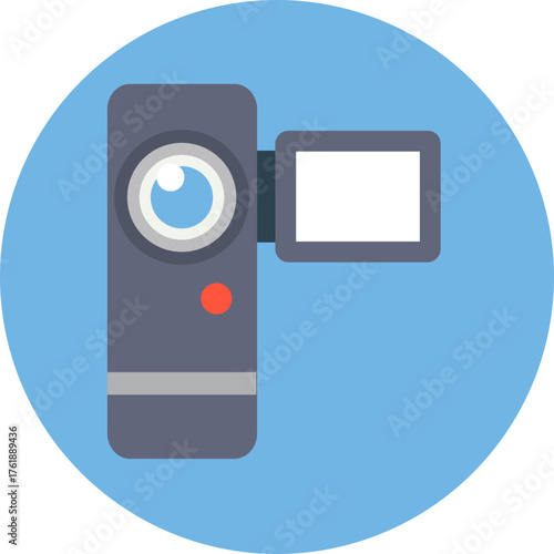 Camcorder Video Camera Icon – Rounded Line Style Recording Device Vector