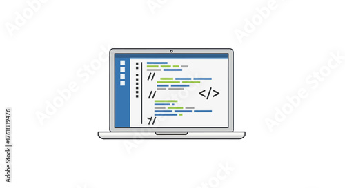 Modern Laptop Displaying Programming Code on Screen for Software Development.