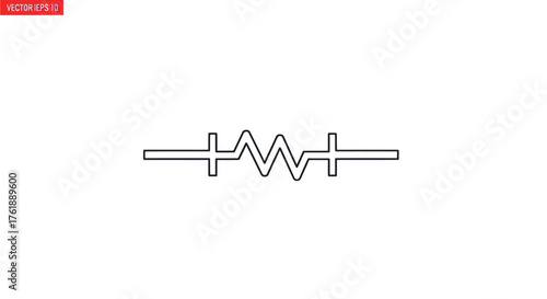 Simple Outline Icon of Electrical Resistor Circuit Symbol.