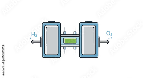 Simplified Illustration of a Fuel Cell Generating Energy.