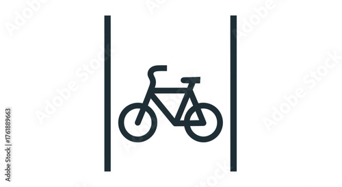 Black Bicycle Symbol Within Designated Bike Lane Sign.