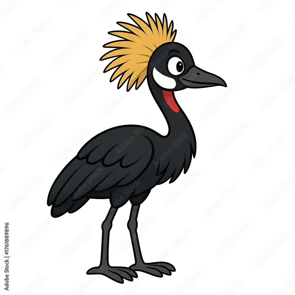 Obraz premium 검은관두루미, 애니메이션 아트, jpeg (Black crowned crane, animation art, jpeg)