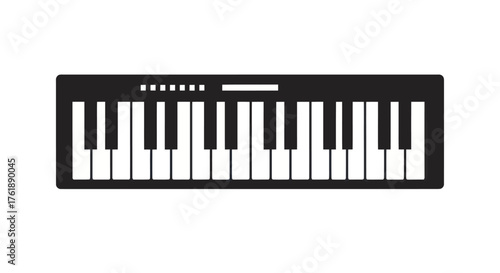 Silhouette of a Black and White Piano Keyboard Instrument.