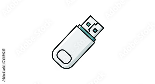 White USB Flash Drive Icon with Light Blue Accent.