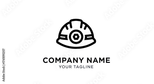 Minimalist Construction Helmet Logo Design for Engineering and Safety Company.
