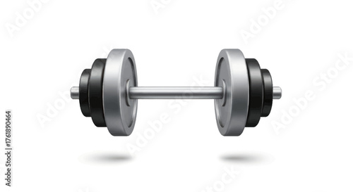 Silver Dumbbell with Black Weights for Fitness and Strength Training.