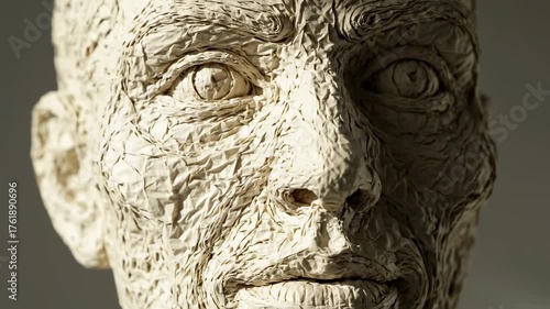Sculpted Head - A Detailed Portrait of Texture and Form.