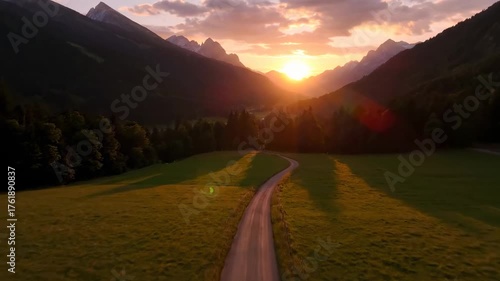 Scenic Mountain Road at Sunset - A Journey Through Natures Beauty.