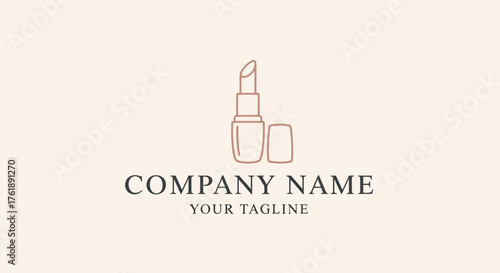 Elegant lipstick logo design for beauty and cosmetics brand.