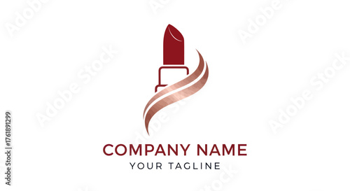 Elegant Lipstick Logo Design with Swirling Accents for Beauty Brands.