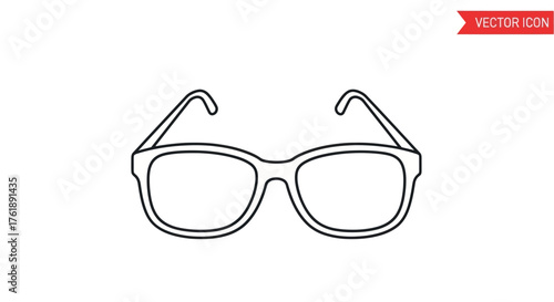Simple Outline of Modern Eyeglasses with Clear Lenses.