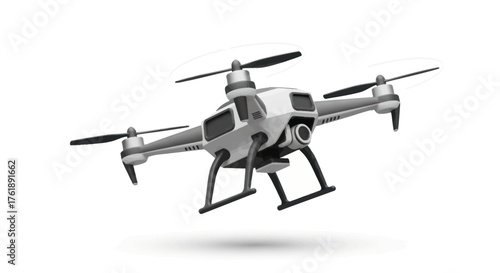 Modern Quadcopter Drone with Camera and Landing Gear.