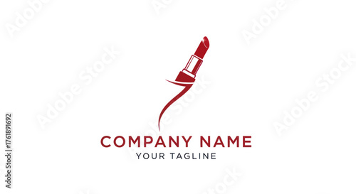 Elegant Red Lipstick Logo Design for Beauty Brand.