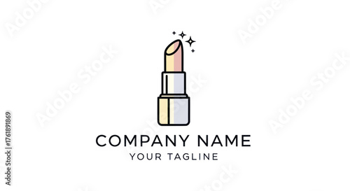 Elegant lipstick logo design for beauty brand, cosmetic product, makeup.