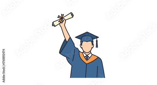 Graduate in Cap and Gown Holding Diploma Celebrating Academic Achievement.