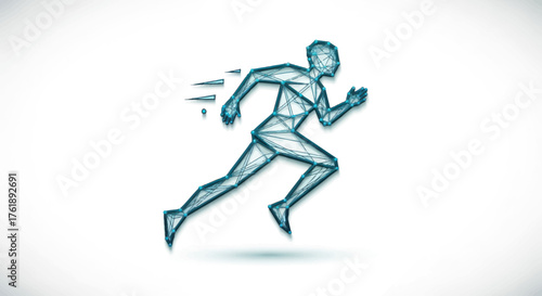 Geometric polygonal runner illustration depicting speed and motion a modern abstract athlete.
