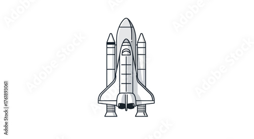 Detailed Black and White Illustration of a Space Shuttle.