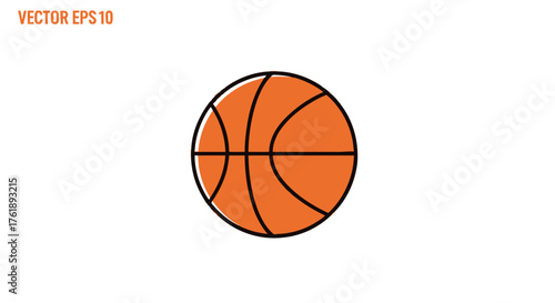 Isolated Orange Basketball with Black Lines Sporting Equipment Icon.