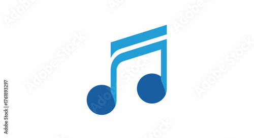 Blue musical note symbol with double lines.