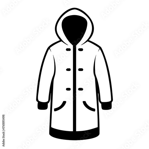 Minimalist Design of a Zipped Parka Coat with Hood for Fashion Websites, Clothing Blogs, E-commerce, Branding, and Online Stores
