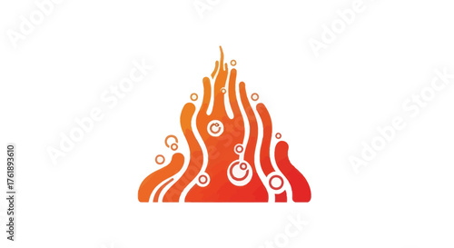 Stylized Orange and Red Flame Illustration on White Background.