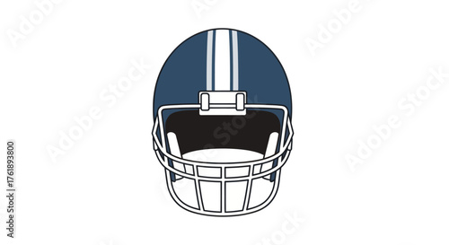 A Classic Blue American Football Helmet with White Stripes.