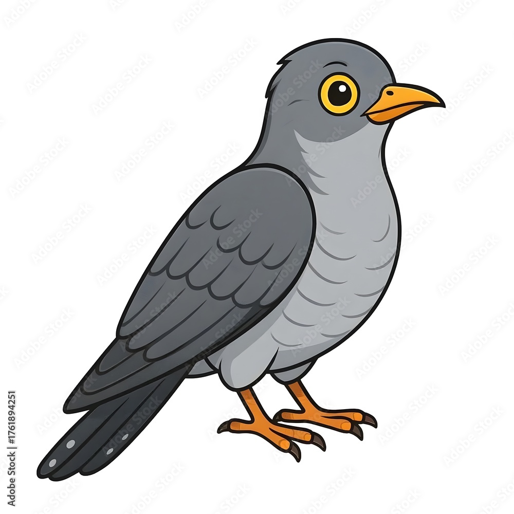 Obraz premium 뻐꾸기, 우측면, 애니메이션 아트, jpeg (Common cuckoo, right side view, animation art, jpeg)