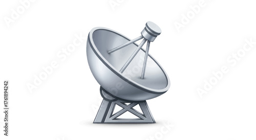 Silver Satellite Dish Antenna for Communication and Signal Transmission.