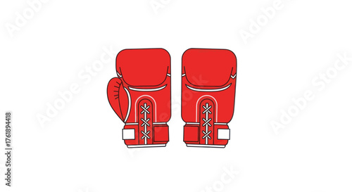 A Pair of Bright Red Boxing Gloves with White Laces.