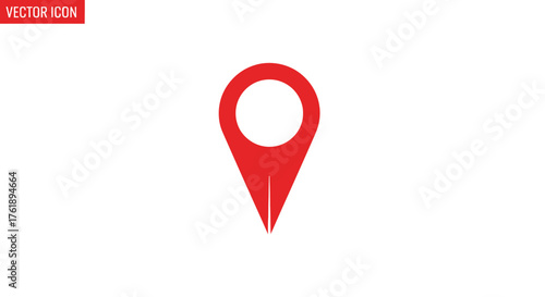 Red location pin icon a simple map marker symbol.