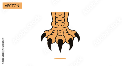 Stylized Cartoon Dragon or Monster Clawed Foot Illustration with Sharp Black Talons.