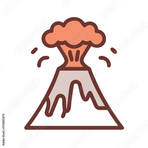 Volcano Eruption Icon or Cartoon Illustration