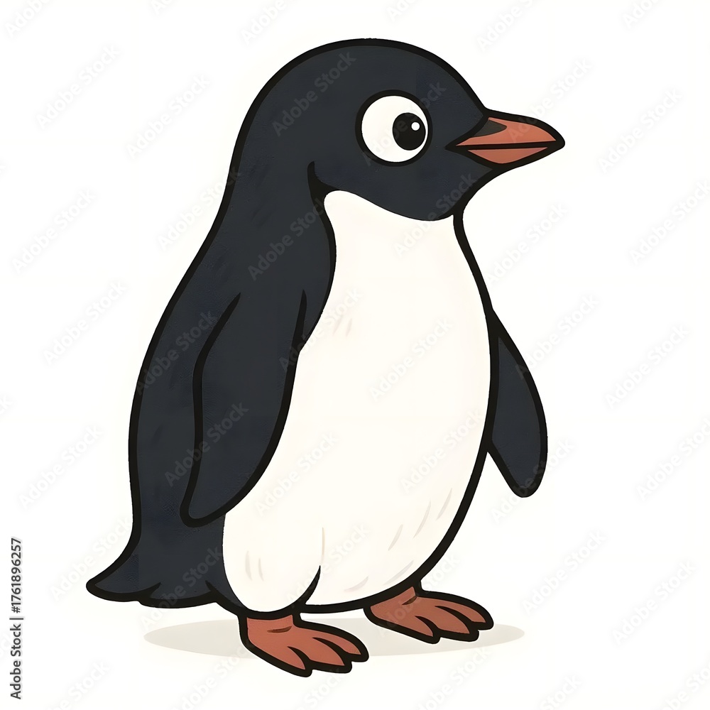 Obraz premium 아델리펭귄, 우측면, 애니메이션 아트, jpeg (Adélie penguin, right side view, animation art, jpeg)