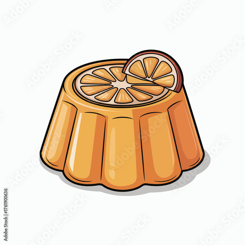 Orange flavored jelly dessert with fresh orange slice garnish