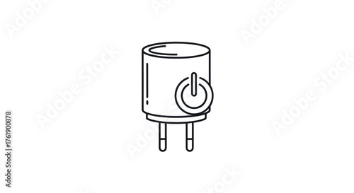 Simple Black and White Power Button Icon.